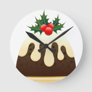 christmas puddings round clock