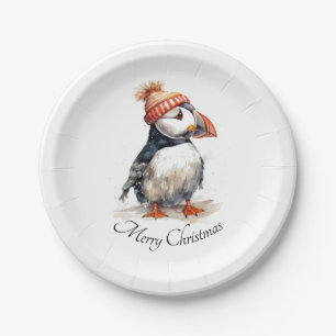 Christmas Puffin, customizable Paper Plate