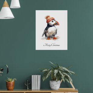 Christmas Puffin, customizable Poster