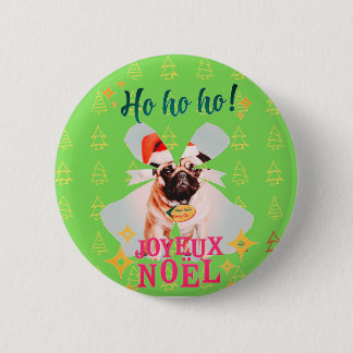 Christmas pug 2 inch round button