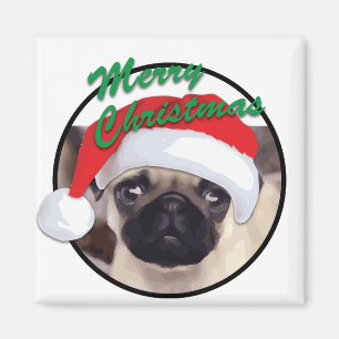Christmas Pug - 2 Inch Square Magnet