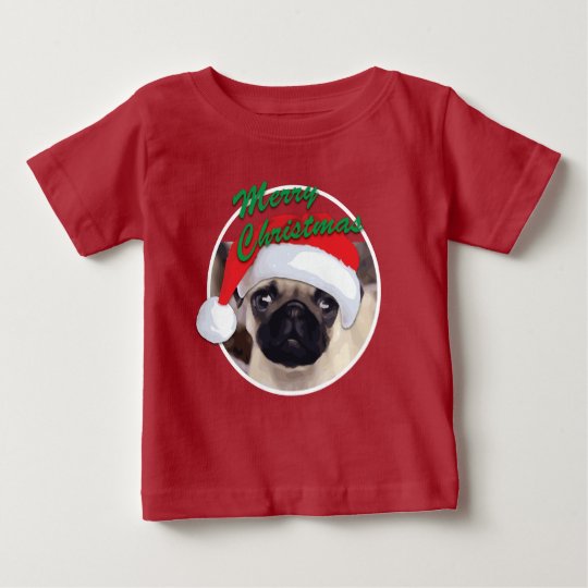 Christmas Pug - Baby Fine Jersey T-Shirt