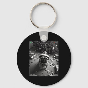 Christmas Pug Caught On Camera  Keychain
