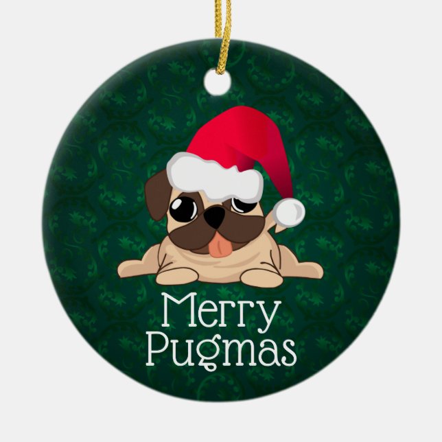 Christmas Pug Circle Ornament (Front)
