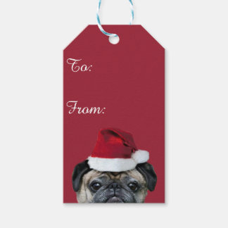 Christmas pug dog gift tags