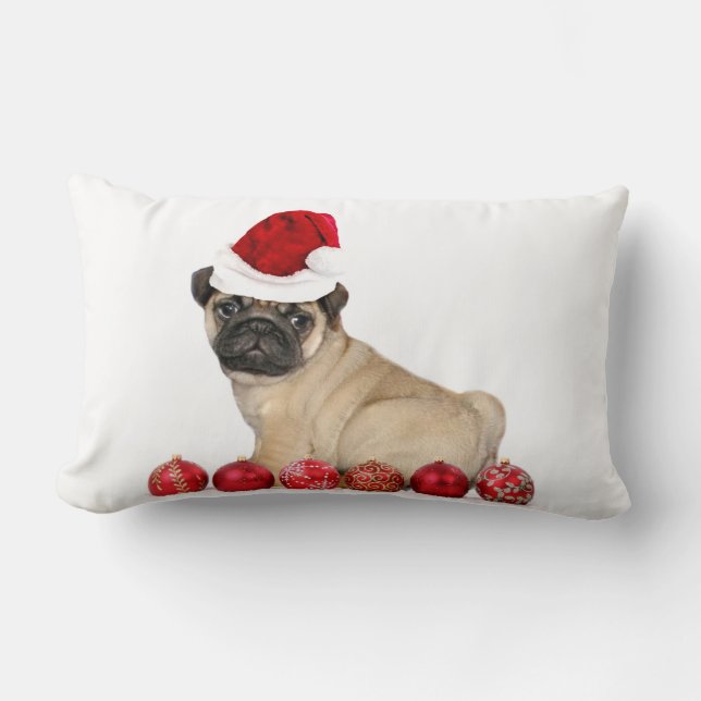 Christmas Pug dog Lumbar Pillow (Front)