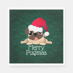 Christmas Pug Dog Luncheon Paper Napkins