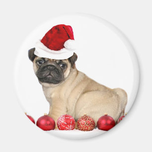 Christmas pug dog magnet