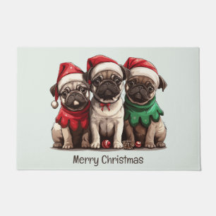 Christmas Pug Dogs Doormat