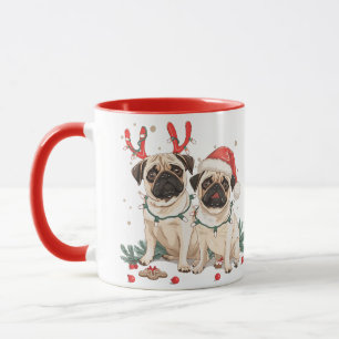 Christmas Pug Dogs Mug