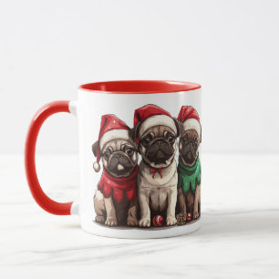 Christmas Pug Dogs Mug