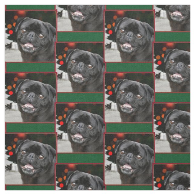 Christmas pug dogs pattern Fabric (Swatch)