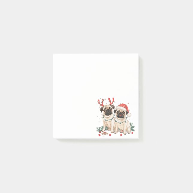 Christmas Pug Dogs Post-it Notes (Front)
