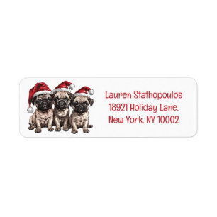 Christmas Pug Dogs Santa