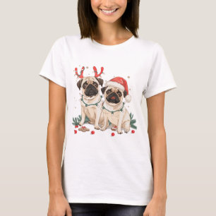 Christmas Pug Dogs T-Shirt
