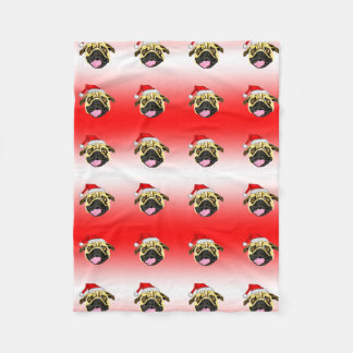 Christmas Pug Fleece Blanket