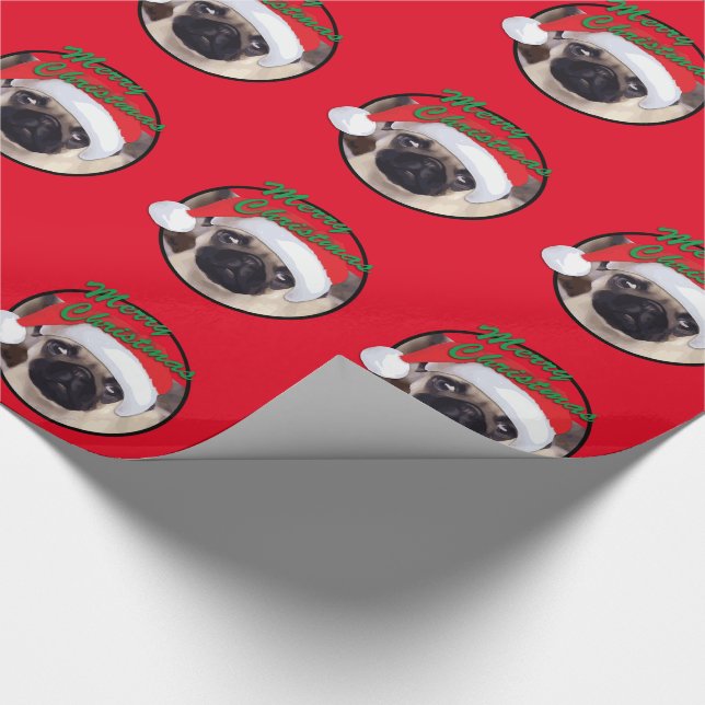 Christmas Pug - Glossy Wrapping Paper, 30" x 6' Wrapping Paper (Corner)