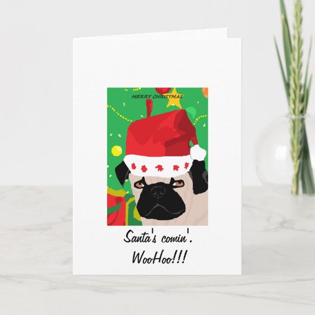 Christmas Pug Greeting Card (Front)