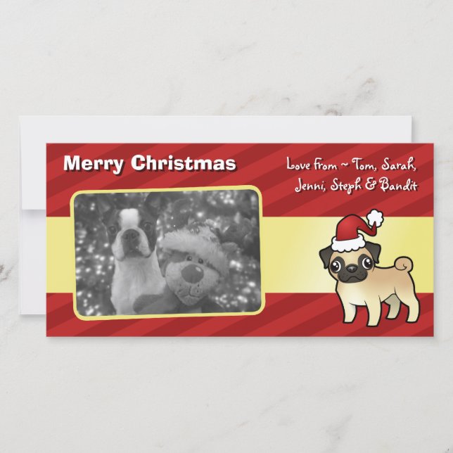 Christmas Pug Holiday Card (Front)