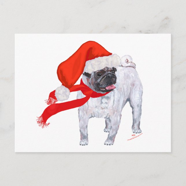 Christmas Pug Holiday Postcard (Front)
