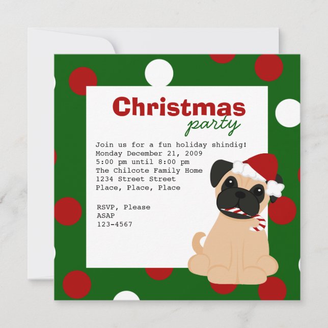 Christmas Pug Invitation (Front)