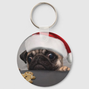 Christmas Pug Keychain