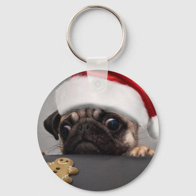Christmas Pug Keychain (Front)