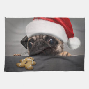 Christmas Pug Kitchen Towel