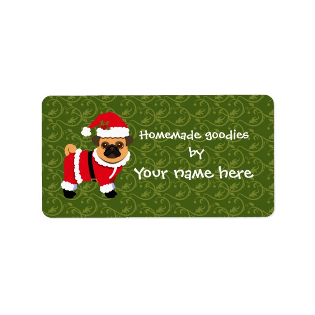 Christmas pug label (Front)