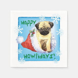 Christmas Pug Napkins