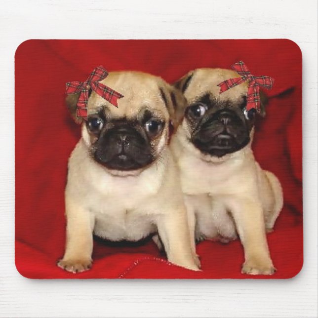 Christmas pug puppies mouse pad (Front)