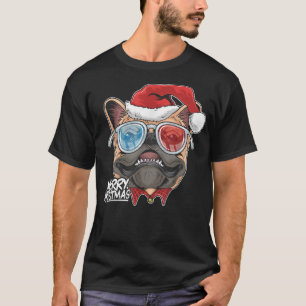 Christmas Pug Puppy Dog Santa Claus cute face Funn T-Shirt