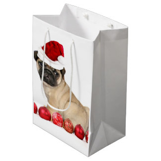 Christmas Pug puppy Gift Bag