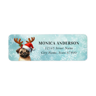 Christmas Pug Return Address Labels