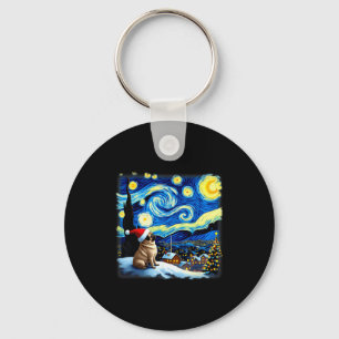 Christmas Pug Starry Night  Keychain