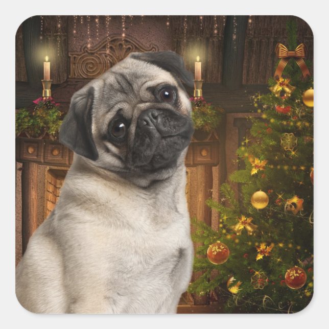 Christmas Pug Stickers (Front)