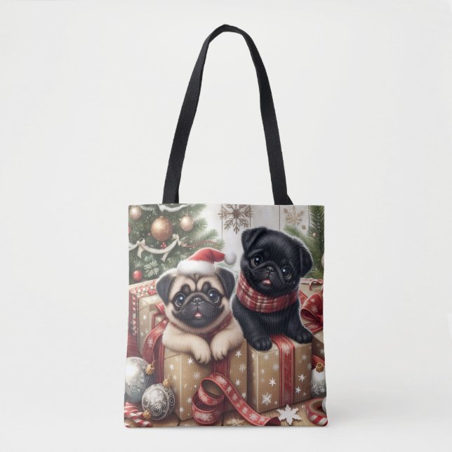 Christmas Pug Tote Bag (Front)