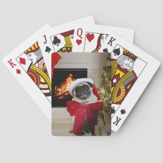 Christmas Pug Waiting for Santa Playing Cards