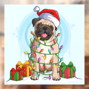 Christmas Pug Window Cling