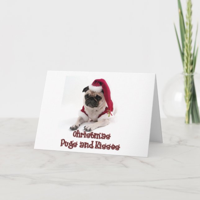 Christmas Pugs and Kisses Holiday Card (Front)
