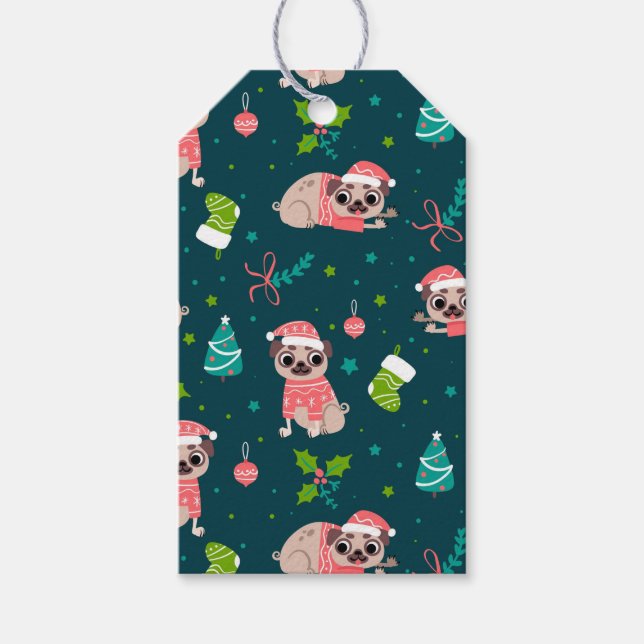 Christmas Pugs Gift Tags (Front)