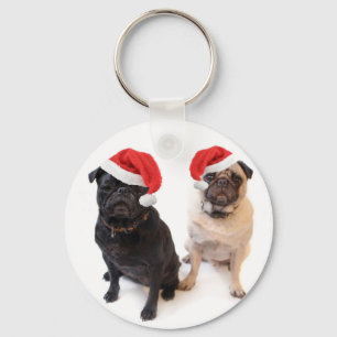 christmas pugs keychain