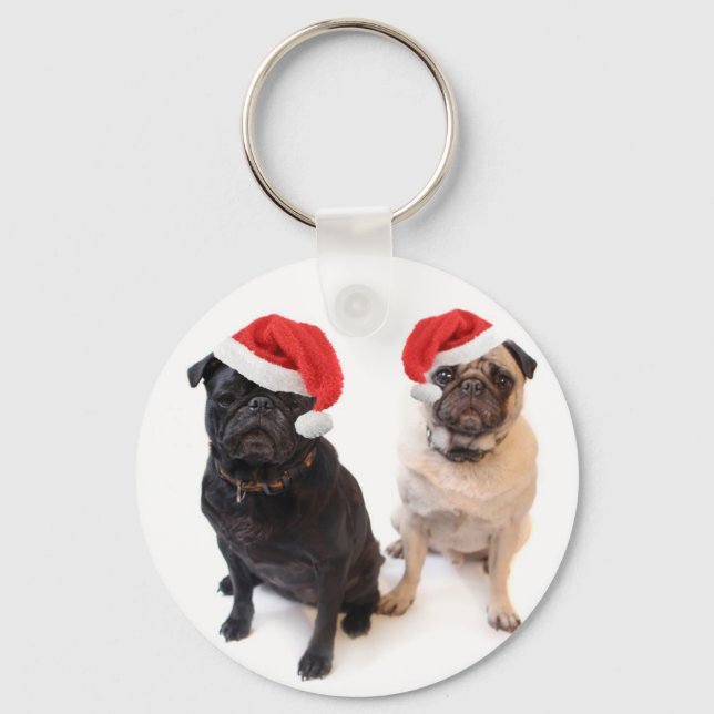 christmas pugs keychain (Front)