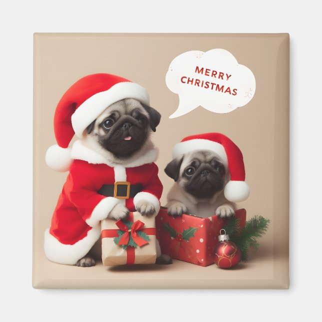 Christmas Pugs Magnet (Front)