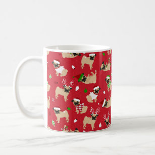 Christmas Pugs Red Coffee Mug