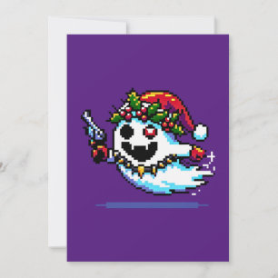 Christmas Punk Ghost - Edgy Pixel Art Holiday Card
