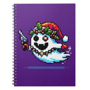 Christmas Punk Ghost - Edgy Pixel Art Notebook