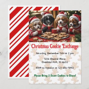 Christmas Puppies Personalized Cookie Exchange Invitation