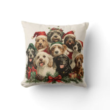 Christmas Puppies Throw Pillow