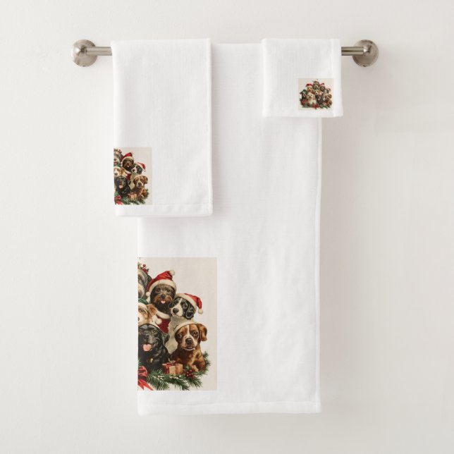 Christmas Puppies Towel Set (Insitu)